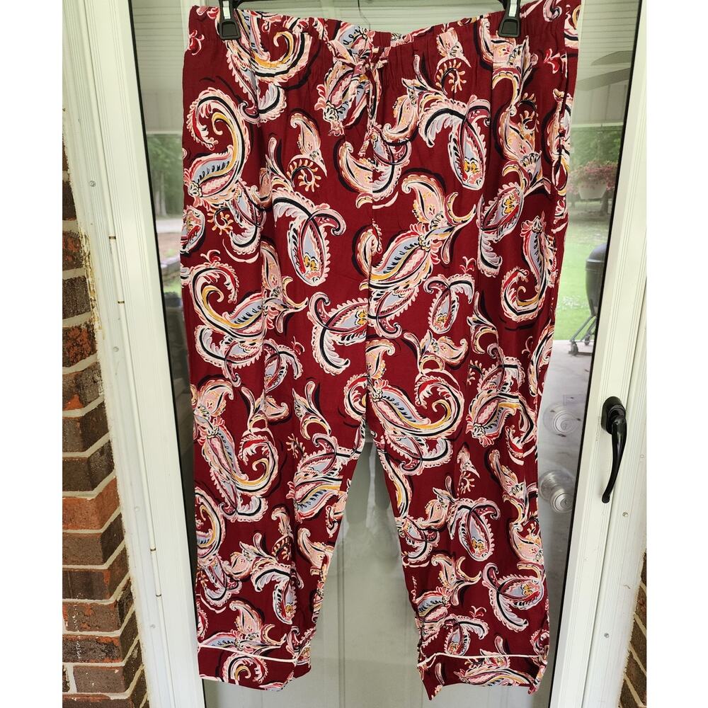 Liz Claiborne Women's 2XL Red Paisley 100% Cotton Flannel Long Sleeve Pajamas - Picture 6 of 7